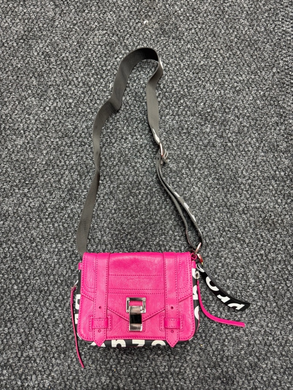 Proenza Schouler Mini Crossbody Bag in Hot Pink with Black & White Accent